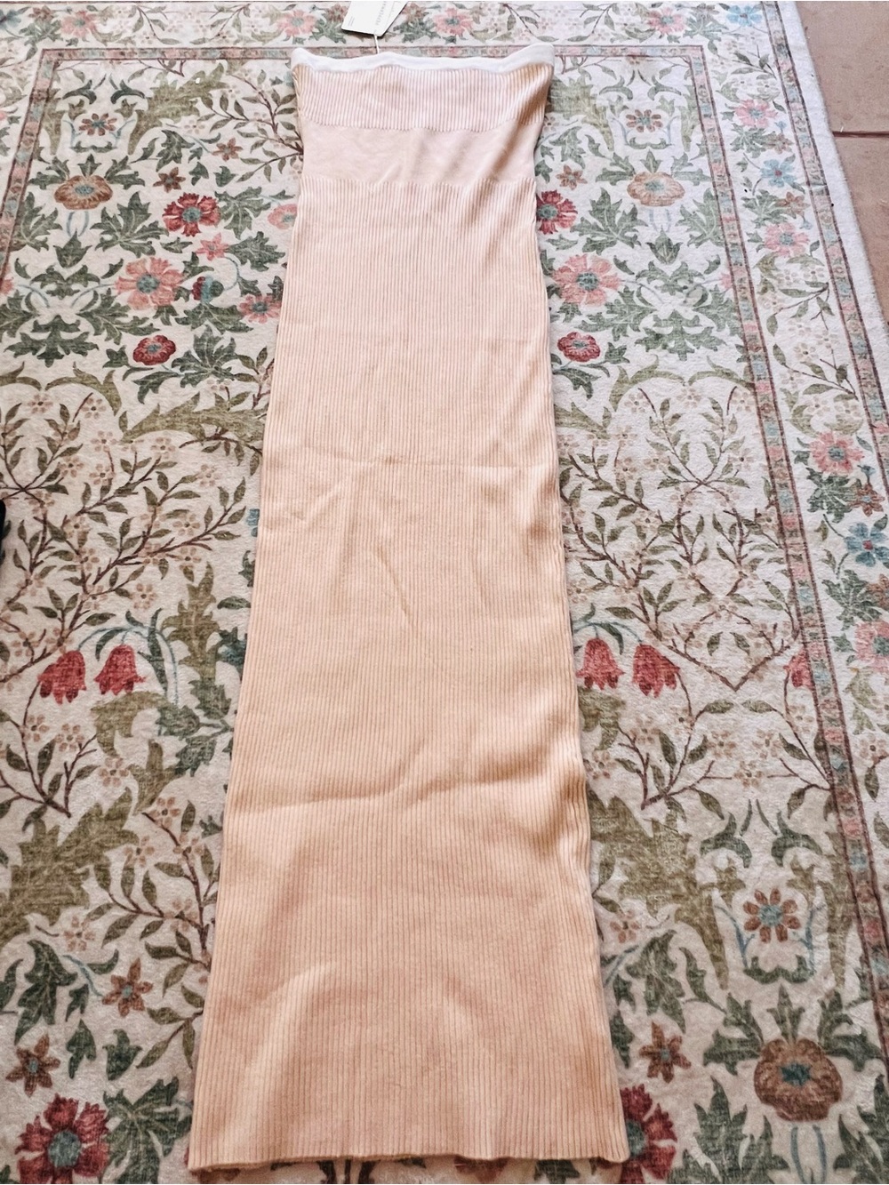 Peppermayo Rib Knit Maxi Dress Strapless Tan Beige Medium/Large